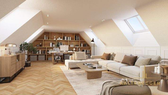 Galerie 31,8 m² mit Blick in den Wohnraum