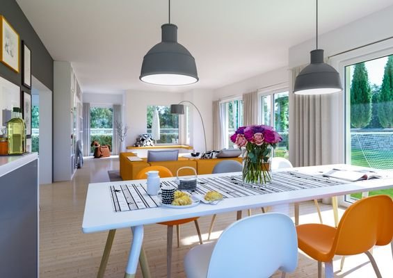 Wohnzimmer mit direktem Zugang zur Terrasse