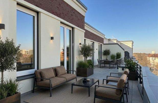 Penthouse Terrasse mit Stadtblick