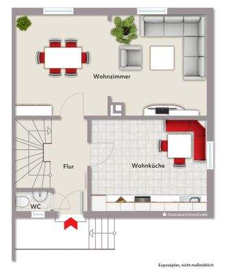 Vorderhaus - Grundriss Erdgeschoss (Doppelhaushälfte)