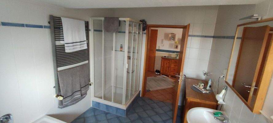 Blick vom Fenster ins Bad