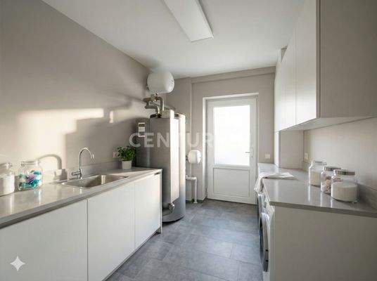 HWR Küche visualisiert mit Tür zum Carport