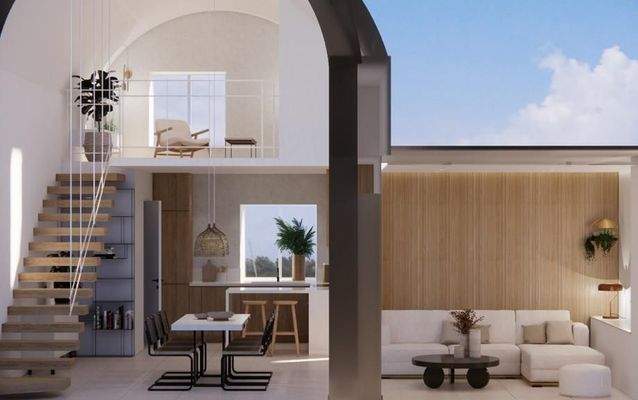 Kreta, Kalyves: 150 Meter zum Meer - Luxusvilla mit Meerblick und privatem Pool in kleinem Komplex zu verkaufen