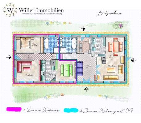 Grundriss Erdgeschoss_Aufteilung Wohnungen