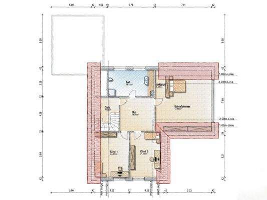 Grundriss Dachgeschoss (nicht maßstäblich)