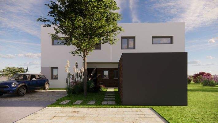 Vorderansicht nach Bepflanzung