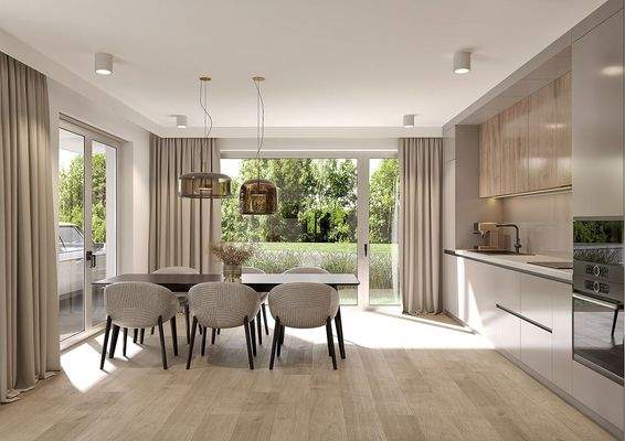 Moderne Küche mit Essbereich