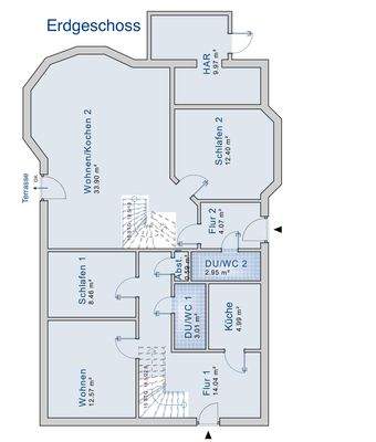 Grundriss aktuell mit 2 Wohneinheiten