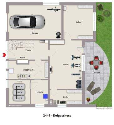 Grundriss EG visualisiert 2449