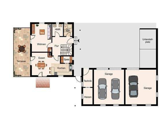 Grundriss EG + Garagen