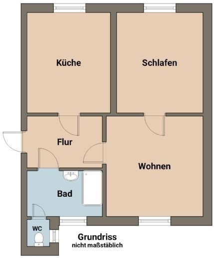 2-Raum-Wohnung, neu renoviert, Einbauküche möglich