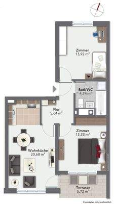 Grundriss der 3-Zimmer-Wohnung