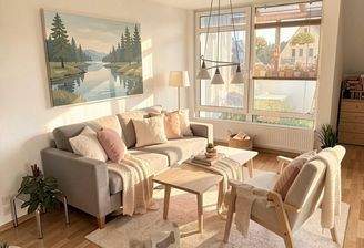 Wohnzimmer Möblierungsvariante mit KI optimiert