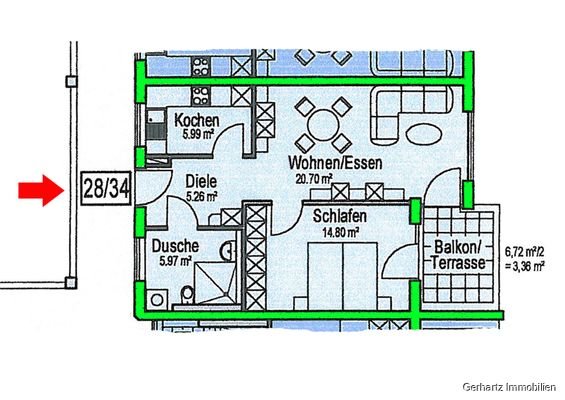 Grundriss Whg. Nr. 28