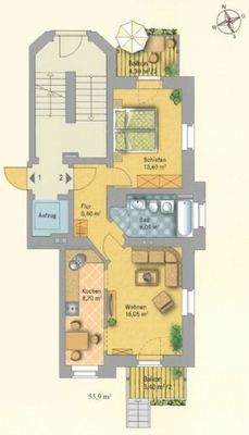 Grundriss Wohnung - Hochparterre
