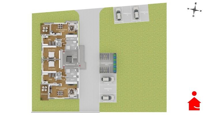 Grundrissvisualisierung - Erdgeschoss Haus 3