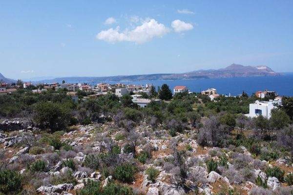 Kreta, Kokkino Chorio: Grundstück mit unverbautem Meerblick zu verkaufen