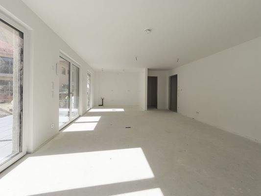 Wohn-/Esszimmer Musterwohnung l Aktueller Baufortschritt