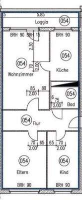 Grundriss WE 054 3 Zimmer