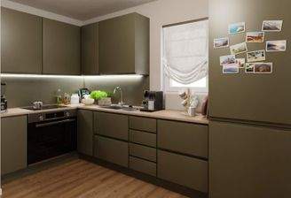 Die offene Wohnküche lädt zum gemeinsamen Kochen e