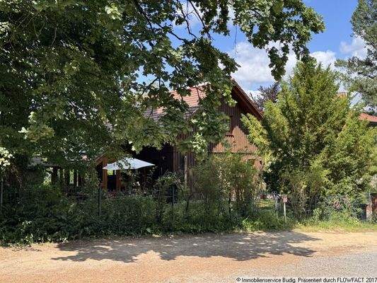 Blick von der Straße zum Grundstück