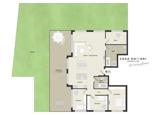 Gesamtetage mit Garten