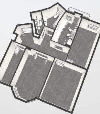 Grundriss 3D als 4 Raum Whg.