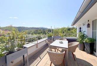 Blick von der Süd-Dachterrasse über die Isar