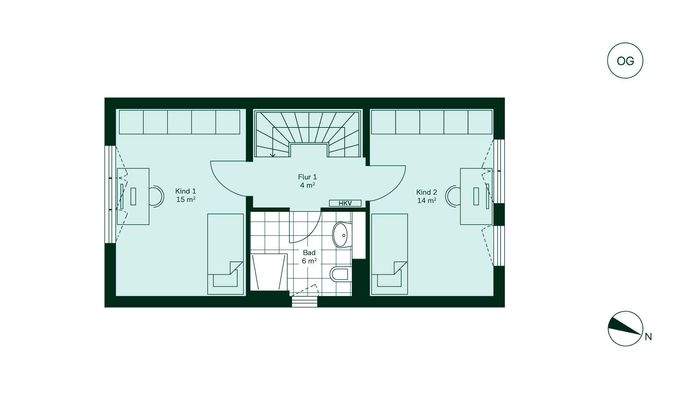 Komfortabler Grundriss im Obergeschoss