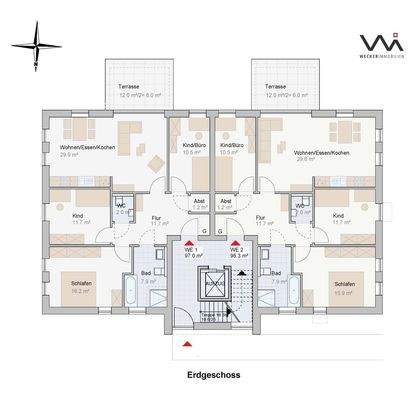 Geschossplan Haus 2 I Whg. 1 und 2