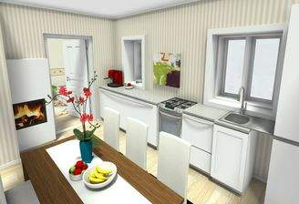 Küche mit Essbereich Wohnung Bad Strassgang AW - 3D Foto