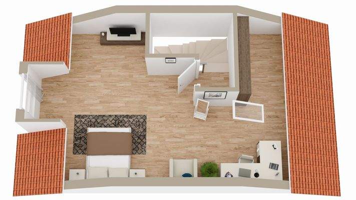 Der Grundriss im Dachgeschoss