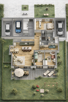 Grundriss 3d gesamte EG-Etage