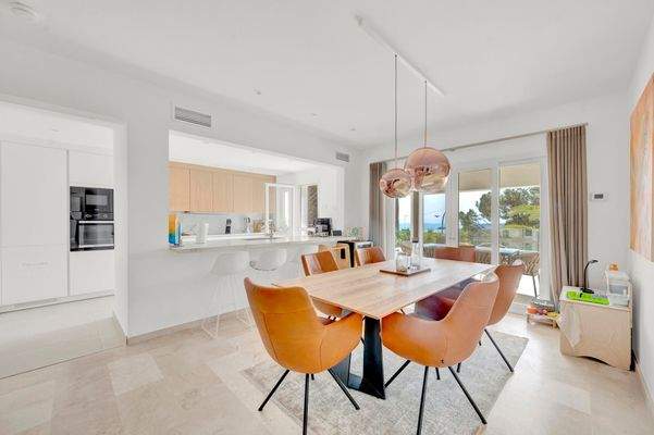 Dining area in a villa for sale