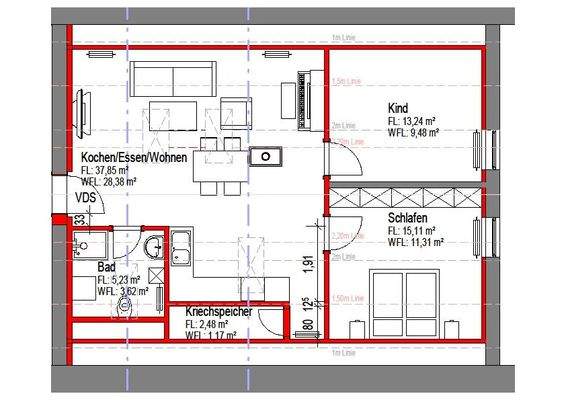 Grundriss Mansardenwohnung