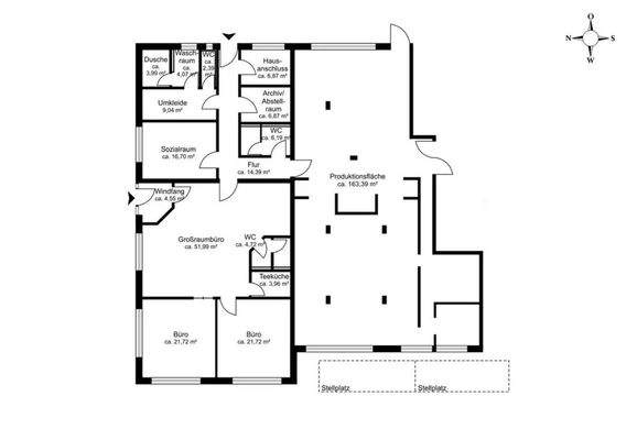 Grundriss Produktion und Büro