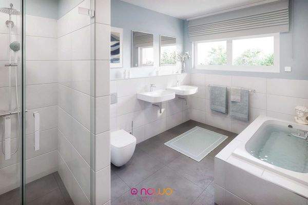 Whg. 20 - Bad mit Wanne, Dusche und Fenster