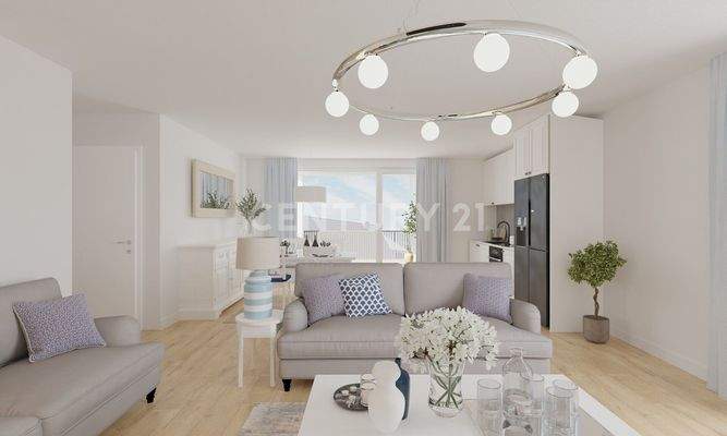 Wohn-, Ess- und Küchenbereich (visualisiert)