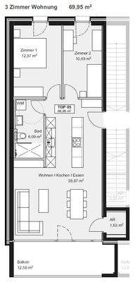 Am Römerstein in Höchst Grundriss Top D05 3-Zimmer