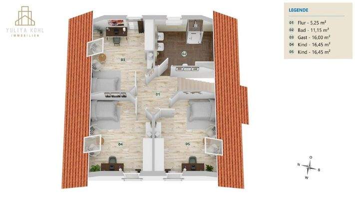 Vis. Grundriss Ober-/Dachgeschoss