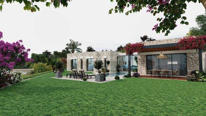 Stone Clad Sea View Detached Villas in Bodrum Yalikavak