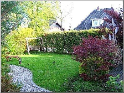 Blick in den rundum eingewachsenen Garten