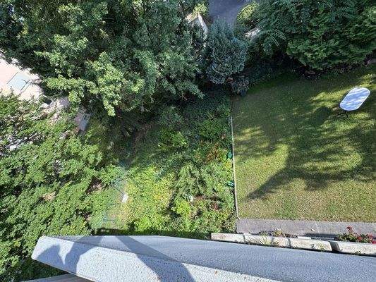 Balkon - Blick in Garten