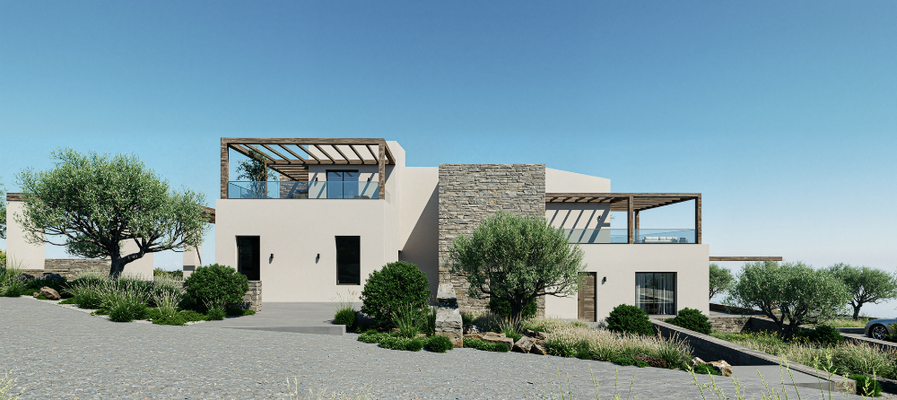 Kreta, Exantis: Neubau! Zwei luxuriöse Steinvillen mit privaten Pools zum Verkauf