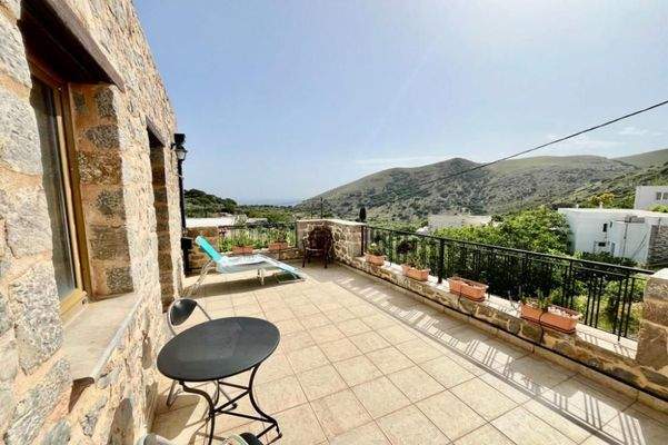 Kreta, Nofalias: Schönes, freistehendes Steinhaus mit 2 Schlafzimmern, Garten und Meerblick von der Terrasse