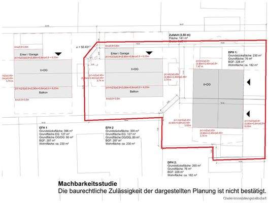 Grdst 861 m². Bebauungsvorschlag
