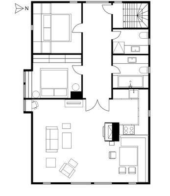 Zollhaus 2:  Obergeschoss (Grundriss nicht maßstabsgerecht)