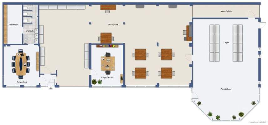 Grundriss Werkhalle Ausstellung