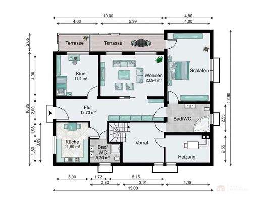 Grundriss: Wohnung 1