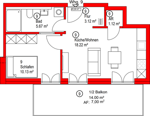 Grundriss - Wohnung Nr. 9